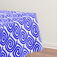 Pretty Stylish Blue And White Repeat Patterned Tablecloth