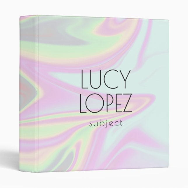 Pretty stylish modern elegant chick holographic 3 ring binder (Front/Spine)