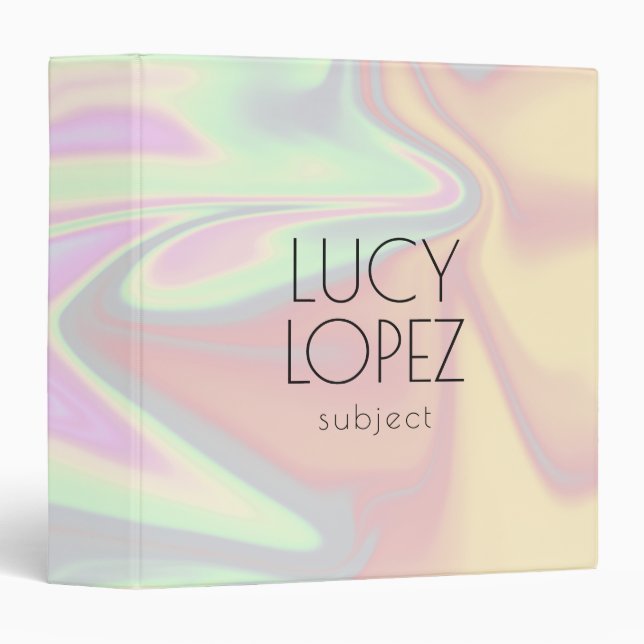 Pretty stylish modern elegant chick holographic 3 ring binder (Front/Spine)
