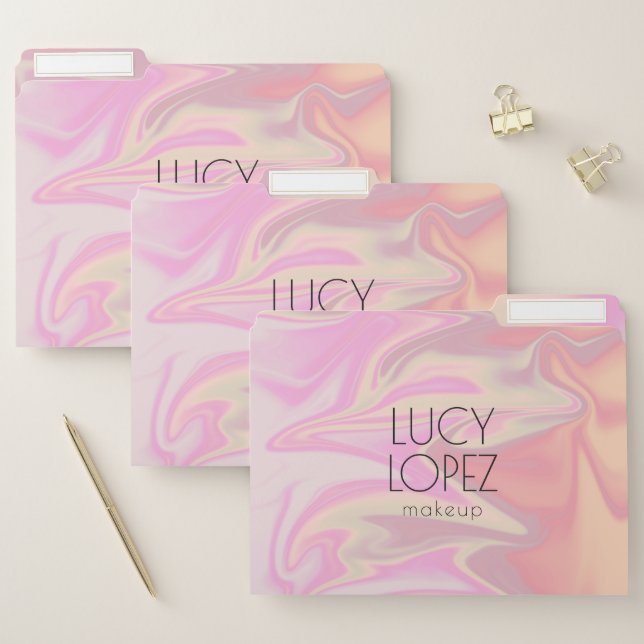 Pretty stylish modern elegant chick holographic file folder (Set)