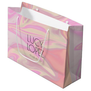 Pretty stylish modern elegant chick holographic large gift bag
