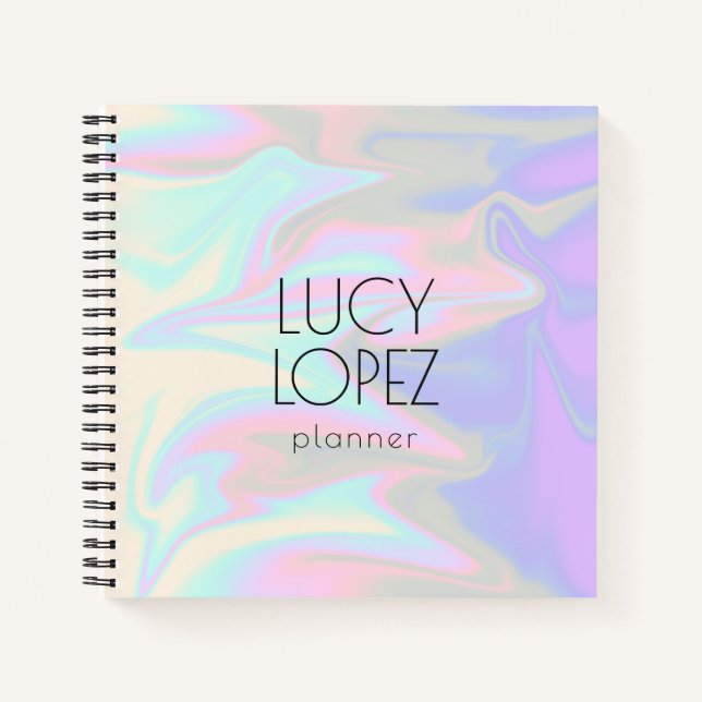 Pretty stylish modern elegant chick holographic notebook (Front)