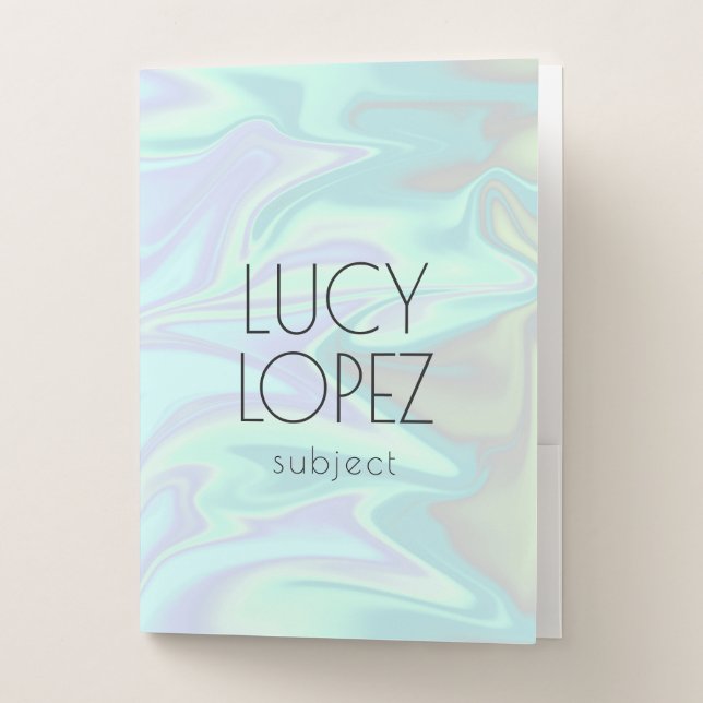 Pretty stylish modern elegant chick holographic pocket folder (Front)