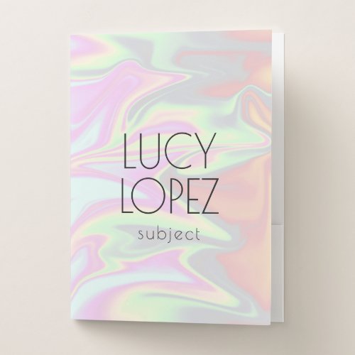 Pretty stylish modern elegant chick holographic pocket folder