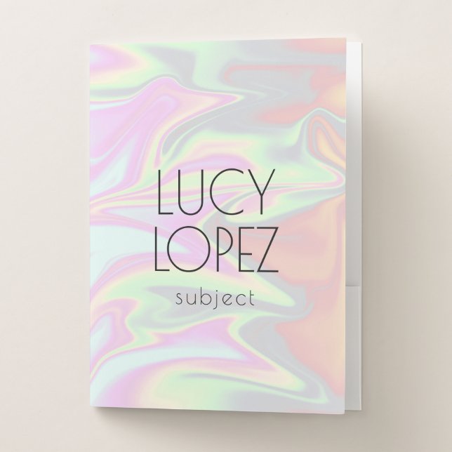 Pretty stylish modern elegant chick holographic pocket folder (Front)
