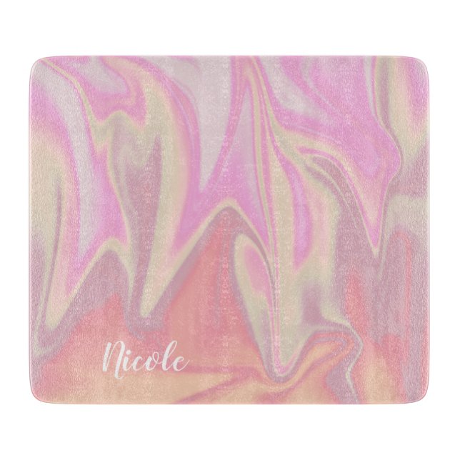 Pretty stylish modern elegant pink marble  cutting board (Front)