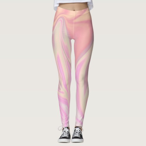 Pretty stylish modern elegant pink marble  leggings