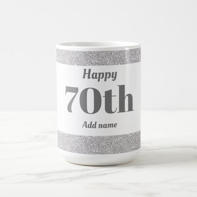 Pretty stylish personalized birthday mug gift 70th (Center)