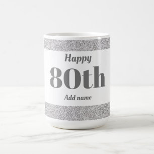 Pretty stylish personalized birthday mug gift 80th