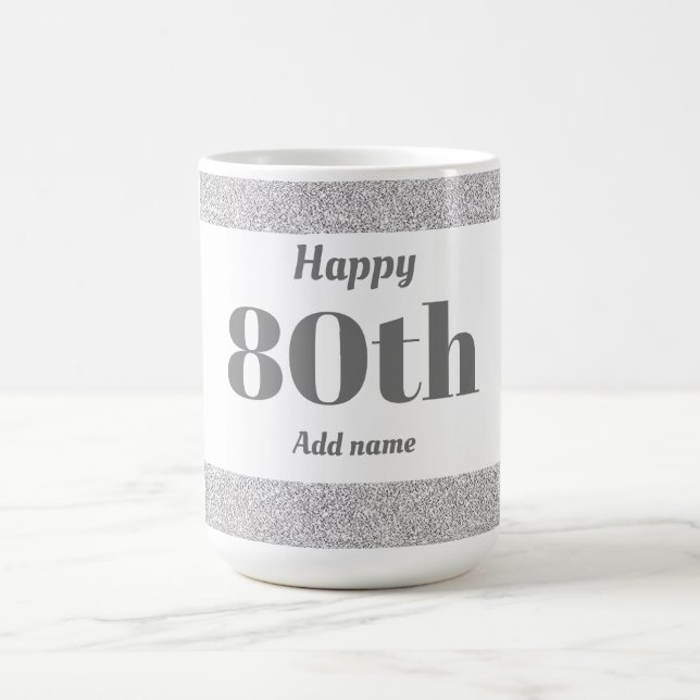 Pretty stylish personalized birthday mug gift 80th (Center)