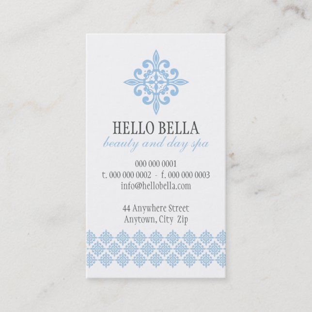 PRETTY STYLISH simple modern motif pale baby blue Business Card (Front)
