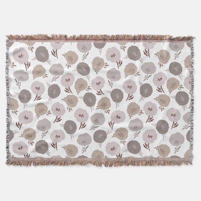 Pretty Stylized Floral Pattern Throw Blanket (Front)