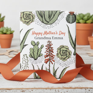 Pretty Succulent Aloe Vera Happy Mother's Day Wrapping Paper