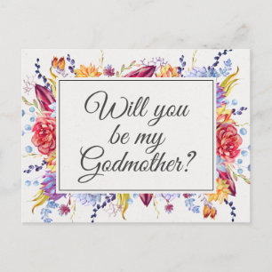Pretty Succulent Floral Godmother Proposal Card