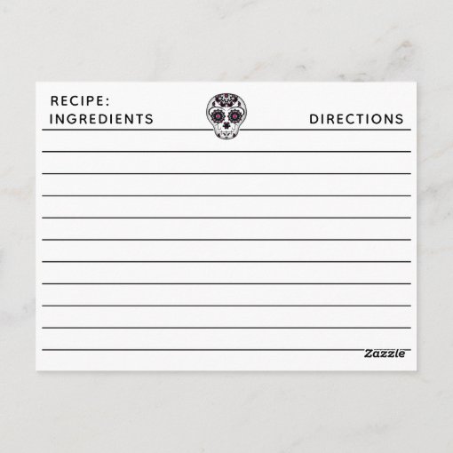 Pretty Sugar Skull Recipe Postcard Zazzle