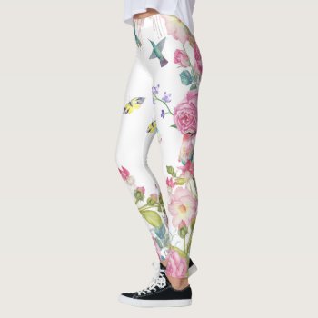 Pretty Summer Butterfly Birds Flowers Yoga Pants by funny_tshirt at Zazzle