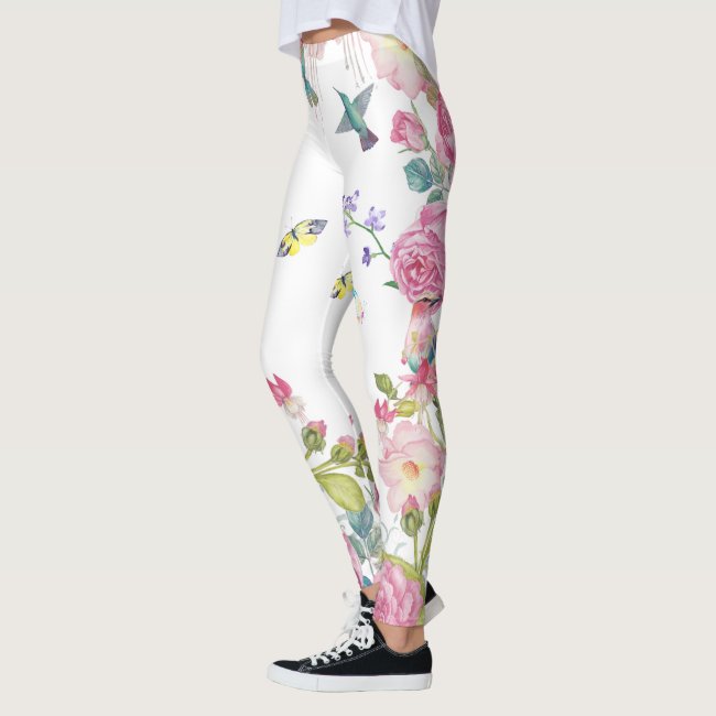 pretty summer butterfly birds flowers yoga pants