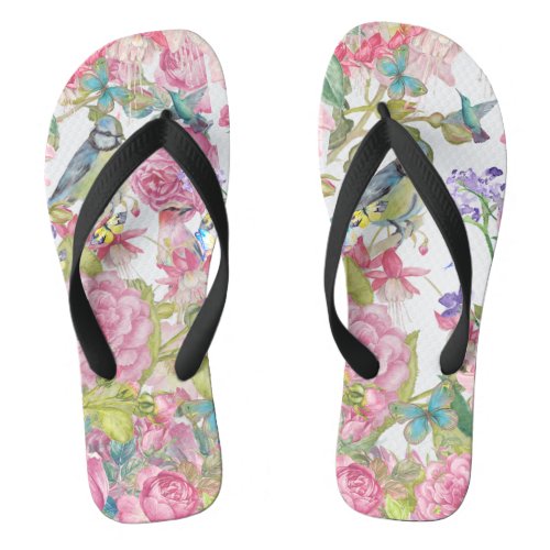 pretty summer butterfly birds n flowers vacation  flip flops