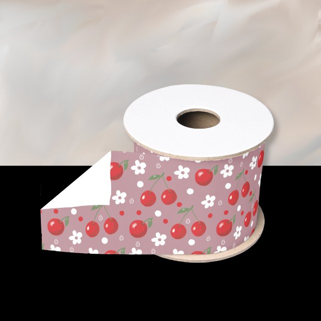 Pretty Summer Cherry Pattern Ribbon (Pretty summer ribbon with a cherry pattern .)