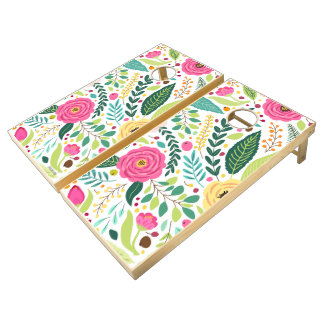 Pretty Summer Floral Cornhole Boards Cornhole Set