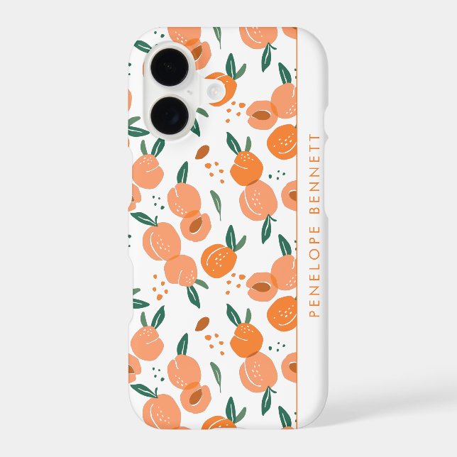 Pretty Summer Peach Pattern | Monogram Iphone Case (Back)