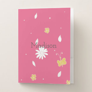 Pretty Summer Pink Pattern Pocket Folder