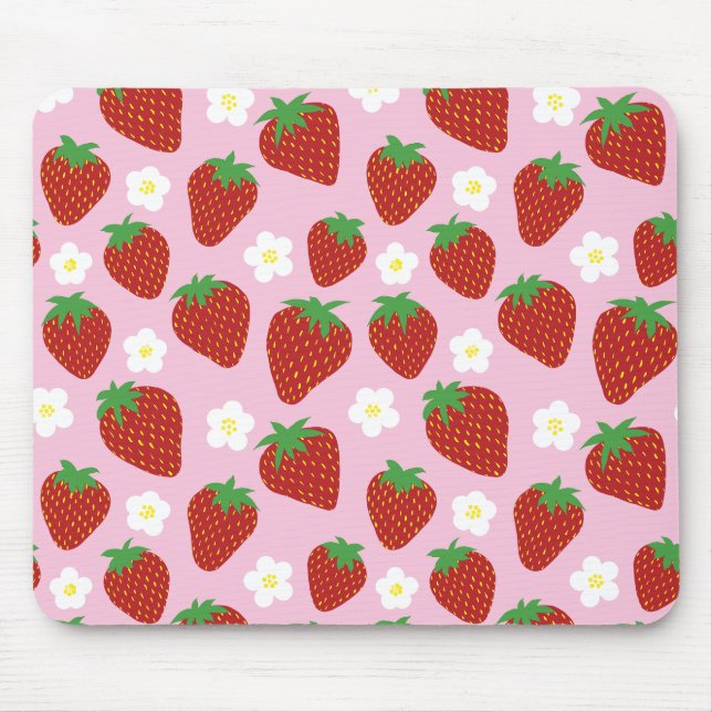 Pretty summer strawberry pattern mouse pad (Front)