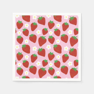 Pretty summer strawberry pattern napkins