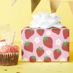 Pretty summer strawberry pattern wrapping paper