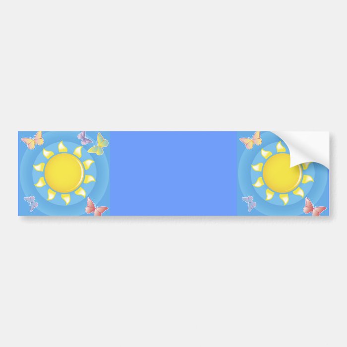 Pretty Sun and Butterflies Bumper Stickers