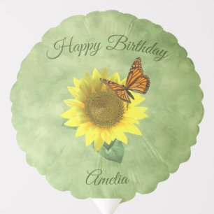 Pretty Sunflower and Butterfly Balloon