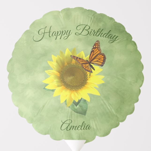 Pretty Sunflower and Butterfly Balloon (Front)