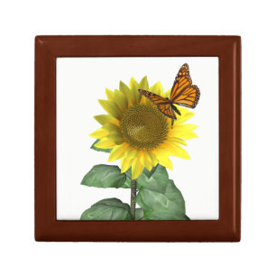Pretty Sunflower and Butterfly Jewelry Box