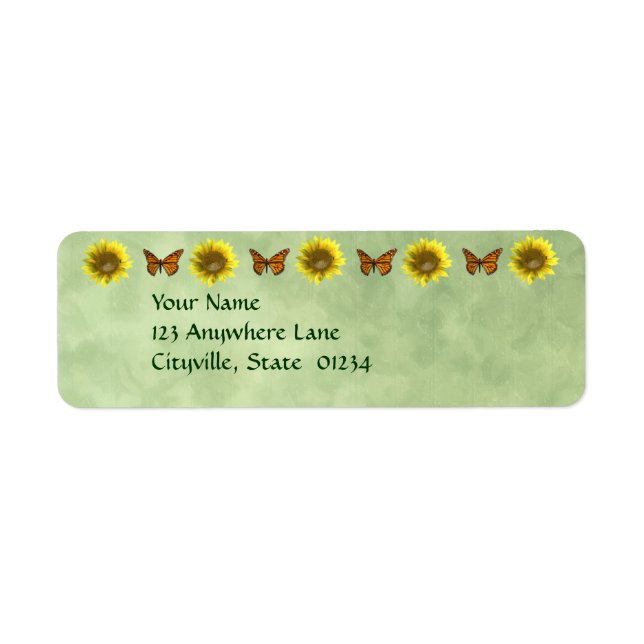 Pretty Sunflower and Butterfly Label (Front)