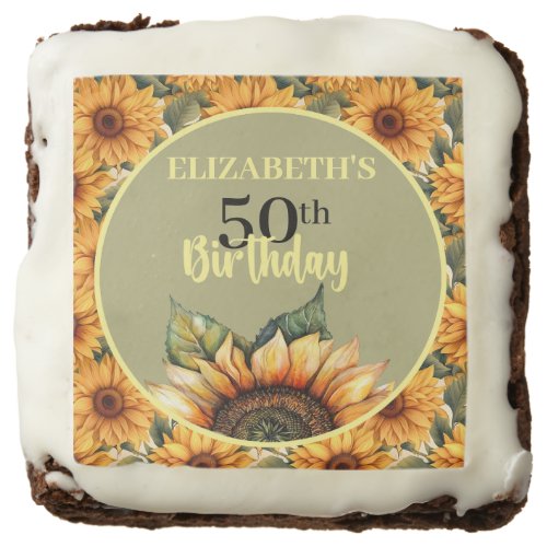 Pretty Sunflower Birthday Party Brownie