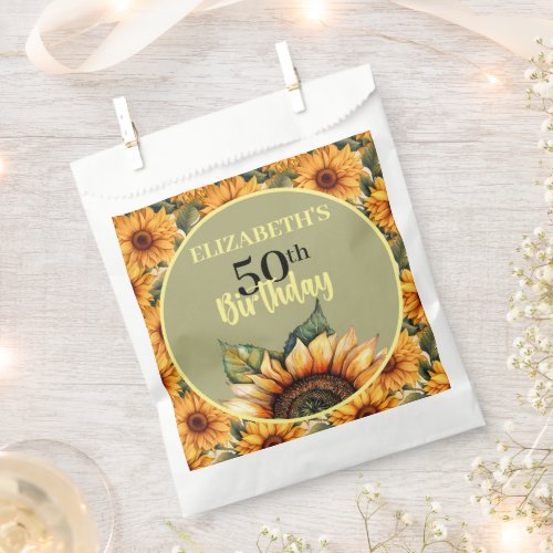 Pretty Sunflower Birthday Party Favor Bag