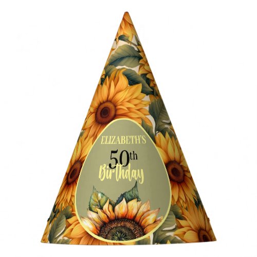 Pretty Sunflower Birthday Party Party Hat