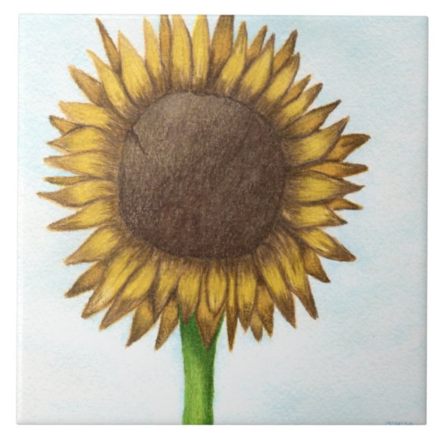 Pretty Sunflower Ceramic Tile (Front)