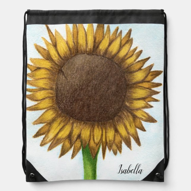 Pretty Sunflower Drawstring Bag (Front)