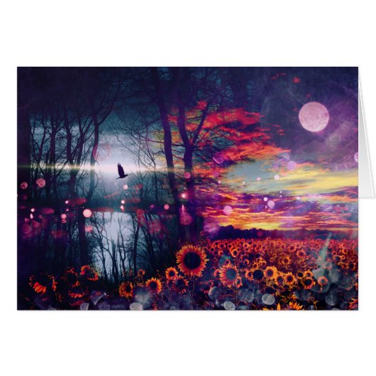 Pretty Sunflower Fantasy Landscape Cards (Front Horizontal)