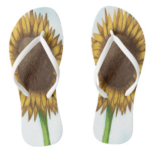 Pretty Sunflower Flip Flops