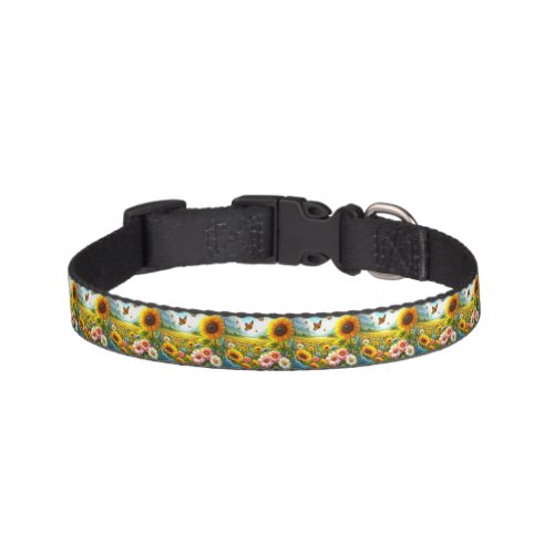 Pretty Sunflower Floral Yellow Flower Dog Collar