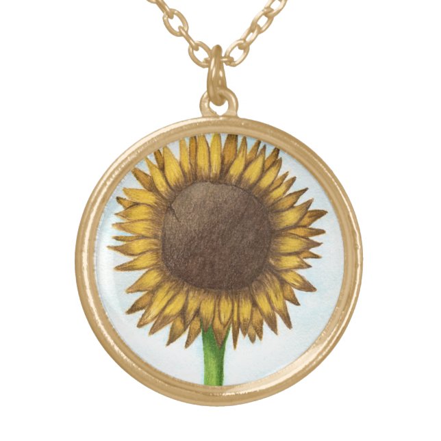 Pretty Sunflower Gold Plated Necklace (Front)
