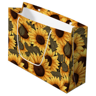 Pretty Sunflower Illustration All Over Print Large Gift Bag