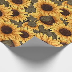 Pretty Sunflower Illustration All Over Print Wrapping Paper