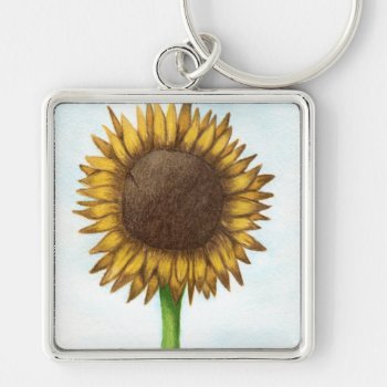 Pretty Sunflower Keychain by OneArtsyMomma at Zazzle