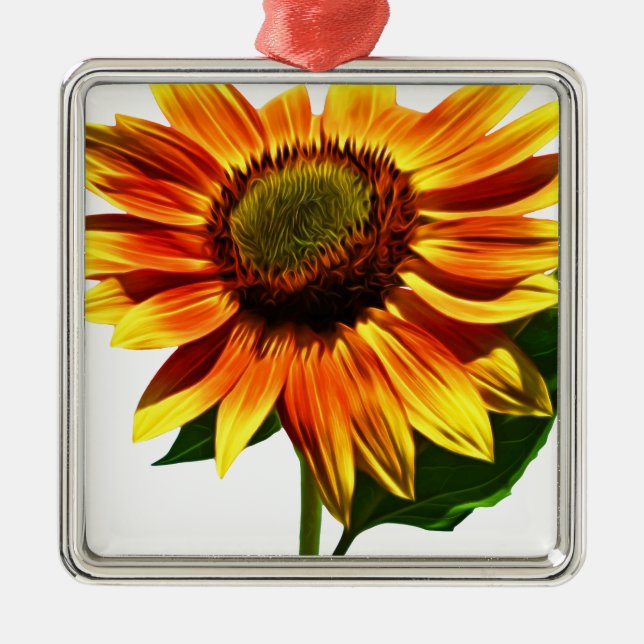 Pretty Sunflower Metal Ornament (Front)
