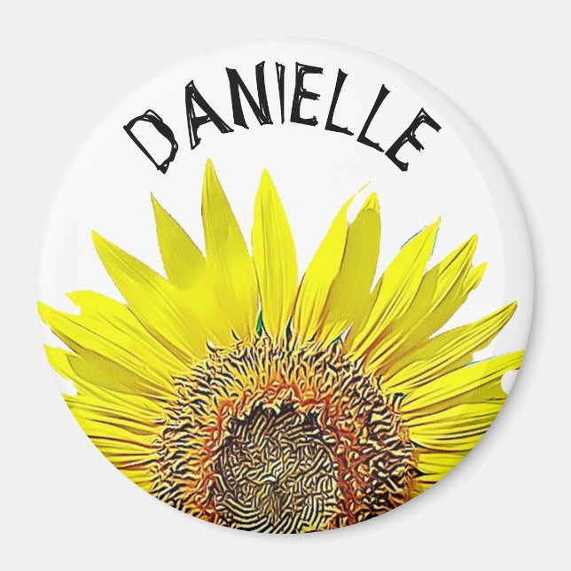 Pretty Sunflower Name Personalized Magnet (Front)