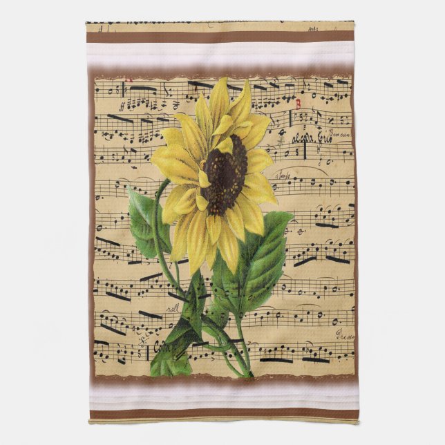 Pretty Sunflower On  Music Towel (Vertical)