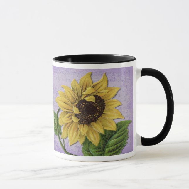 Pretty Sunflower On Sheet Music Mug (Right)